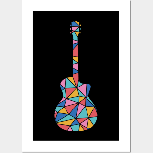 Geometric Colorful Acoustic Guitar Posters and Art